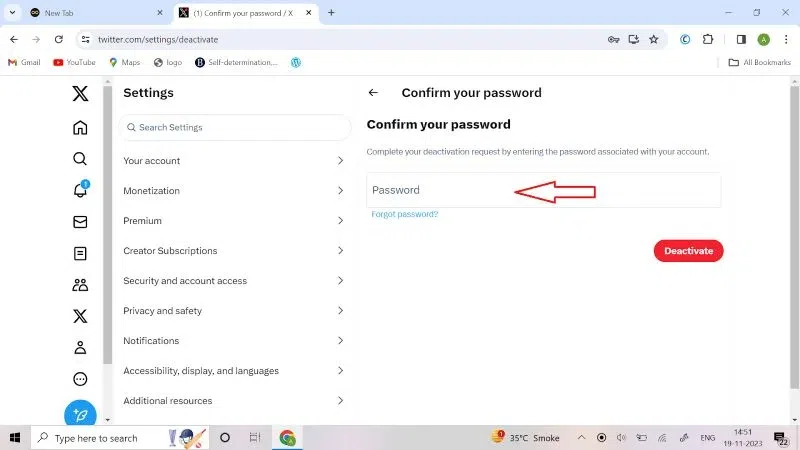 Enter your password as the confirmation